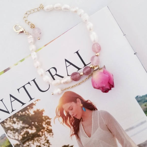 Gold Plated Eternal Flower Natural Freshwater Pearls Charm Bracelets - Picture 5 of 15